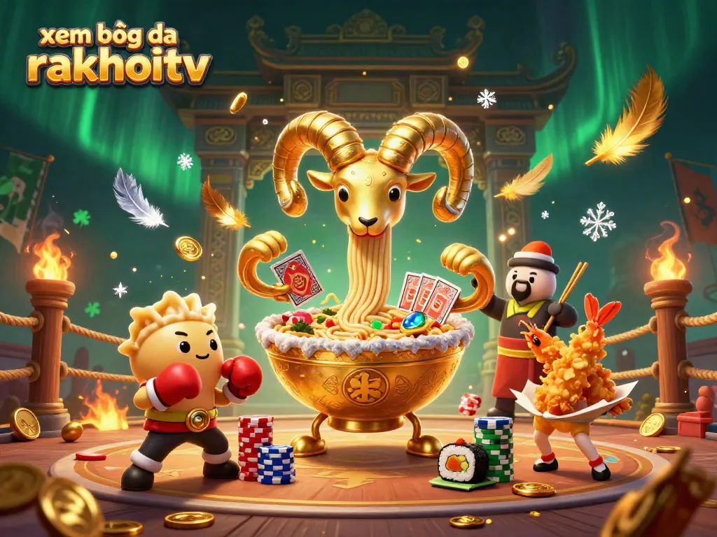 Experience xem bóng đá rakhoitv with a vibrant 3D scene of animated characters in a dynamic betting arena.